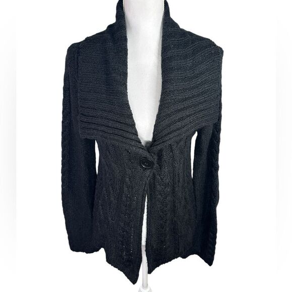 Michael Kors Black Cardigan Sweater with Shawl Collar Size M - Picture 1 of 11